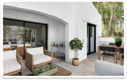 Staged modern living room