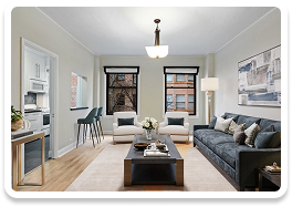 Staged bedroom with modern furniture