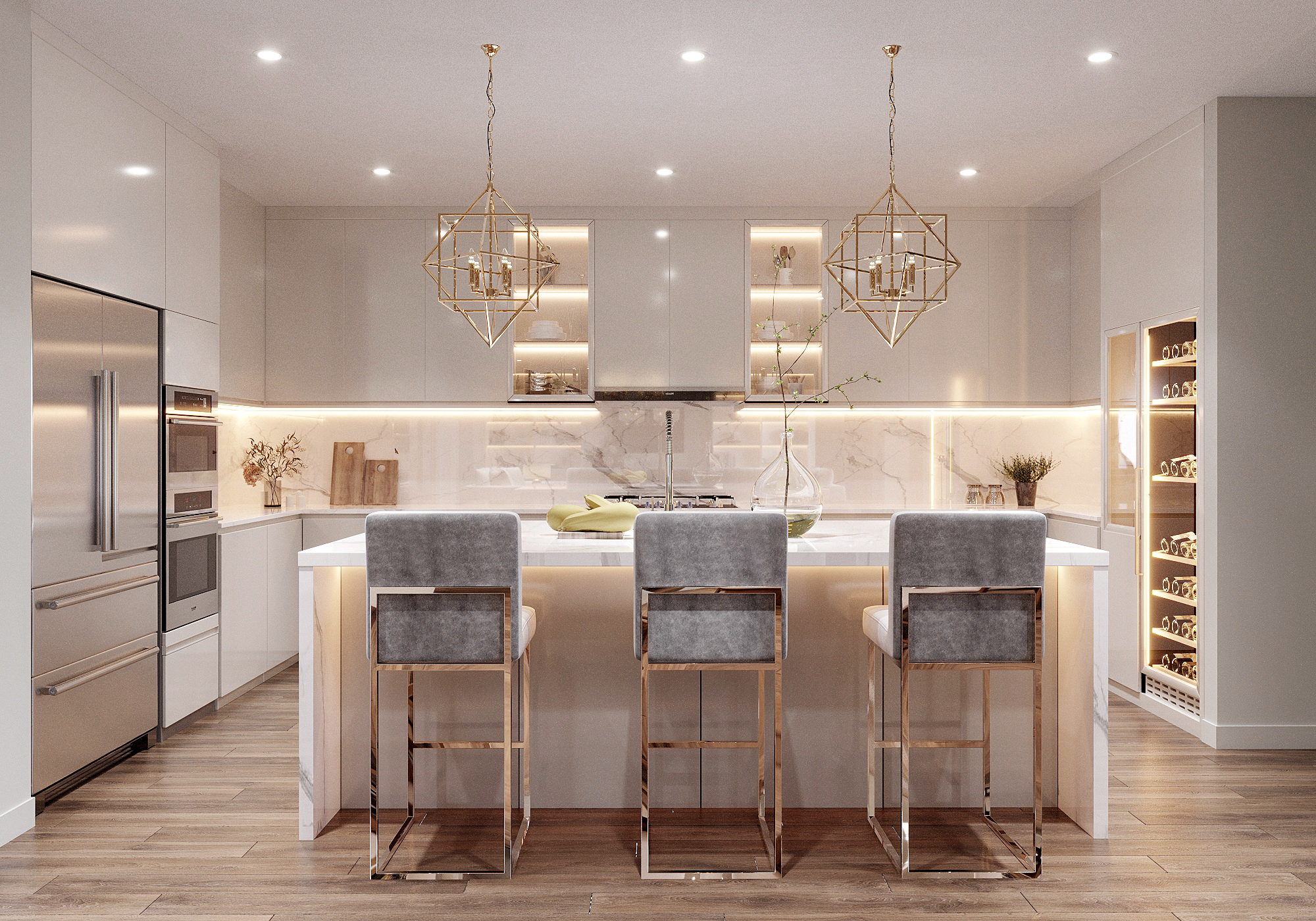 Interior rendering of a kitchen